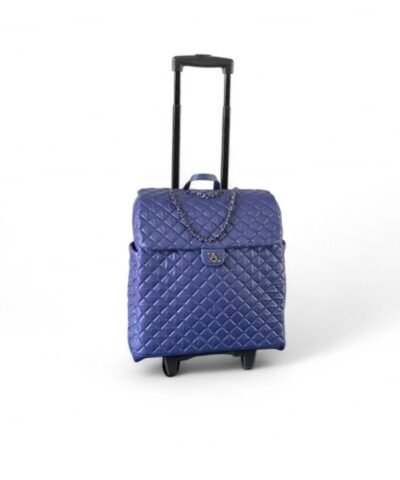 Chanel Classic Quilted Suitcase Blue For Women 17.7in/45cm