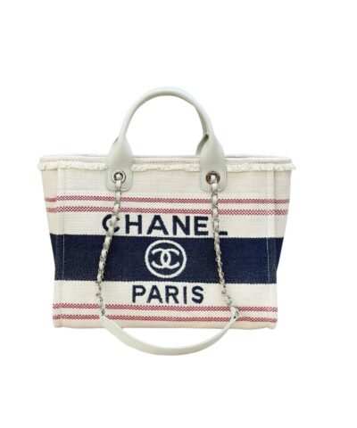 Chanel Large Deauville Tote Bag Beige For Women 35cm/14in