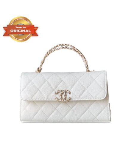 [True-to-ORIGINAL] Chanel Flap Phone Holder With Chain White For Women 18cm/7.1in
