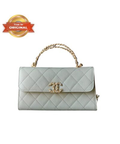 [True-to-ORIGINAL] Chanel Flap Phone Holder With Chain Grey For Women 18cm/7.1in