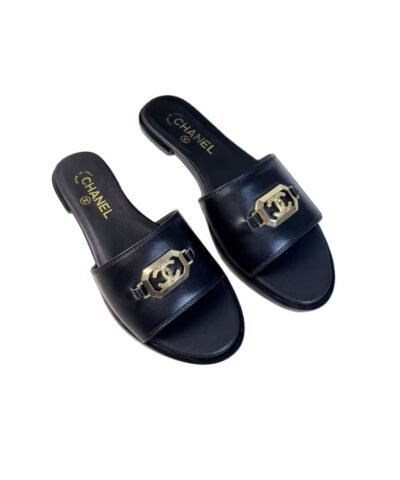 Chanel Mules Black Gold Hardware For Women