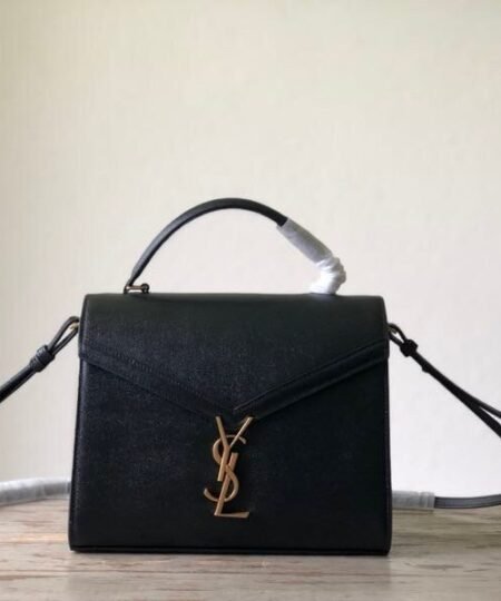 Saint Laurent Cassandra Medium Top Handle Bag In Grain De Poudre Embossed Black For Women 9.6in/25cm 623931BOW0W1000