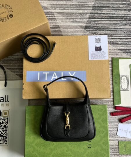 Gucci Jackie 1961 Mini Shoulder Bag Black For Women, Women’s Bags 7.5in/19cm GG ‎637091 10O0G 1000