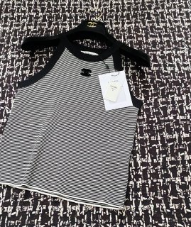 Chanel Striped  Knitted Vest Black For Women