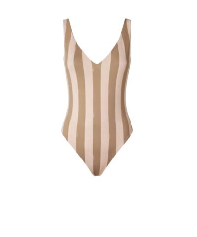 Fendi V Neckline Reversible Swimsuit Pink/Brown For Women FXBA39AT8GF1SW0