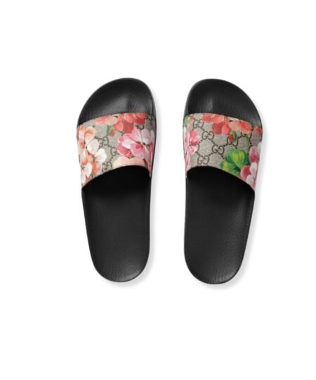 Gucci Blooms Supreme Floral Slide Sandal Black For Women 408508 KU200 8919