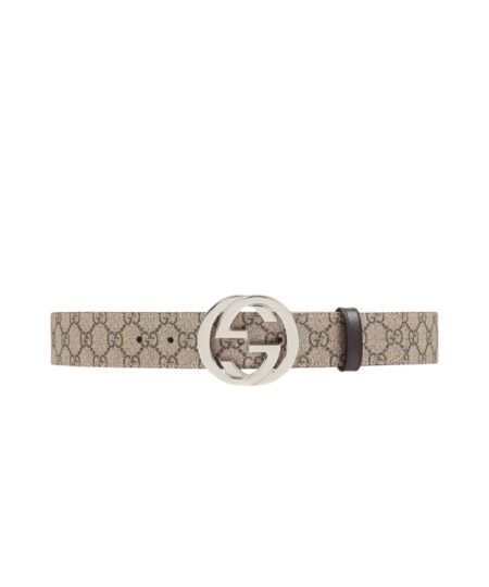 Gucci GG Belt 38mm With Interlocking G Buckle Beige/Ebony For Men 411924 KGDHN 9643