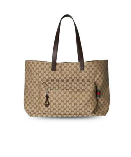 Gucci GG Canvas Maxi Tote Bag Beige And Dark Brown For Men 18in/46cm 802166 FADUU 8657