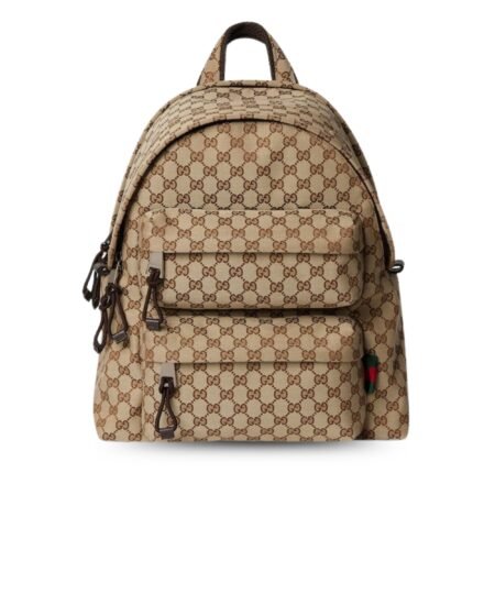 Gucci GG Canvas Medium Backpack Beige And Dark Brown For Men 14.4in/37cm 800265 FADSC 9852
