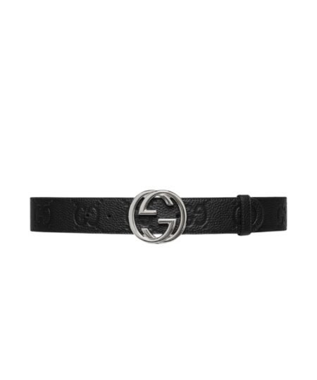 Gucci Wide Belt 40mm With Interlocking G Buckle Black For Men 794196 AABZA 1000