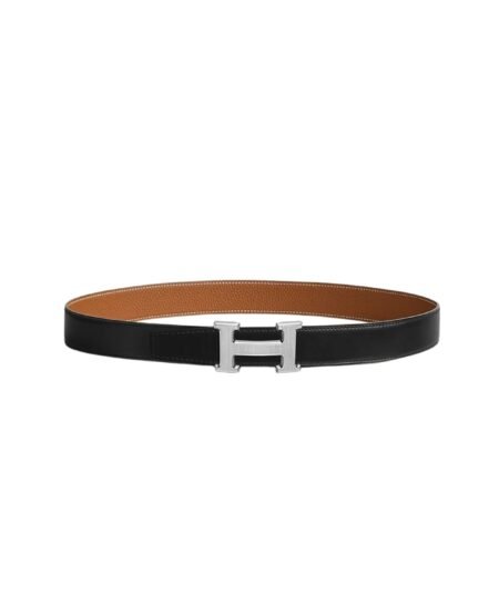 Hermes H Guillochee Belt 32mm Buckle And Reversible Leather Strap Noir H064540CK05