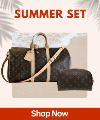 Summer Set Louis Vuitton: Keepall Bandouliere 45 + Cosmetic Pouch PM Monogram Canvas