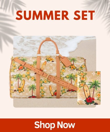 Summer Set Louis Vuitton: Keepall Bandouliere 50 Bag + Passport Cover Wallet Yellow