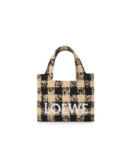 Loewe Mini Font Tote Raffia Natural For Women 16cm/6.3in – ALF1V46X10