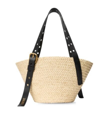Loewe Small Punch Hole Basket Raffia Natural For Women 22.5cm/8.9in – A223BBPX01