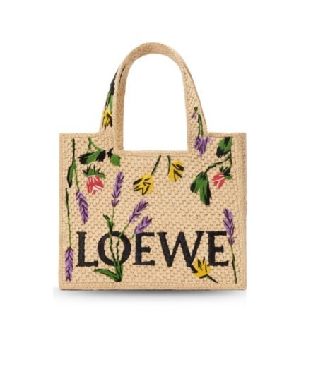 Loewe Small Font Tote In Raffia For Women 19.5cm/7.7in – ALF1B59X26