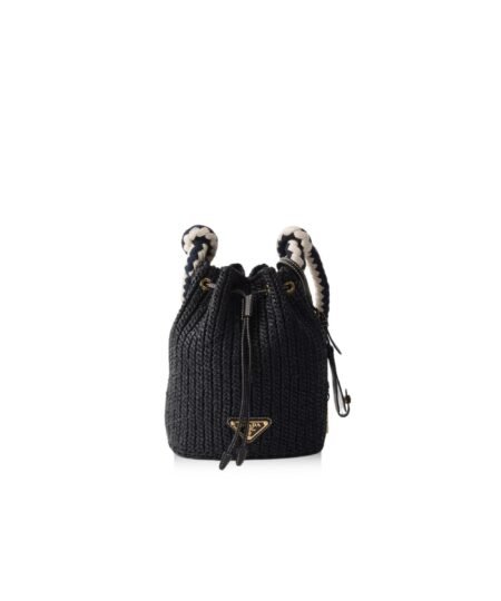 Prada Crochet Mini Bucket Bag For Women 19.5cm/7.7in – 1BE068_2MHA_F0002_V_OVZ