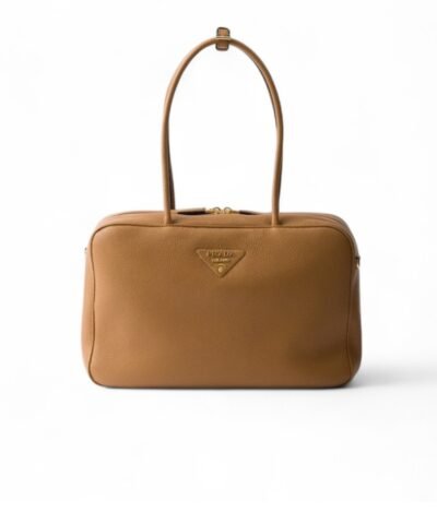 Prada Large Leather Top-Handle Bag Caramel For Men 13.4in/34cm 1BB128_2DKV_F03V8_V_ONO