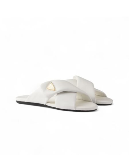 Prada Padded Leather Slides White For Women 1XX713_ZHP_F0009_F_005