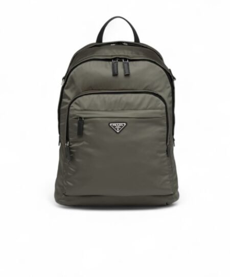 Prada Re-Nylon And Leather Backpack Forest Green For Men 12.2in/31cm 2VZ048_2DMG_F0414_V_OOO