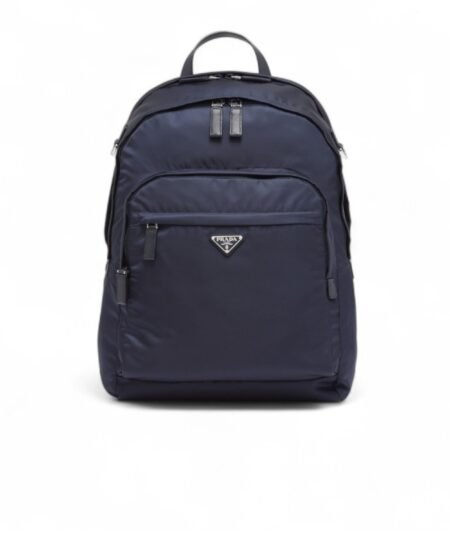 Prada Re-Nylon And Leather Backpack Navy For Men 12.2in/31cm 2VZ048_2DMG_F0008_V_OOO