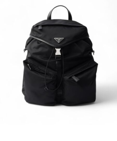 Prada Re-Nylon And Leather Backpack Black For Men 11.8in/30cm 2VZ108_2DW3_F0002_V_DYO