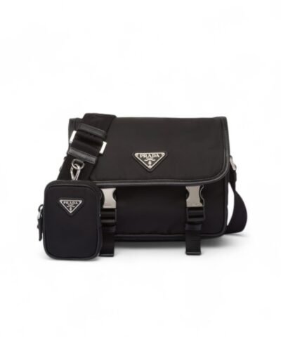 Prada Re-Nylon And Leather Shoulder Bag For Men 8.7in/22cm 2VD034_2DMH_F0002_V_XOP