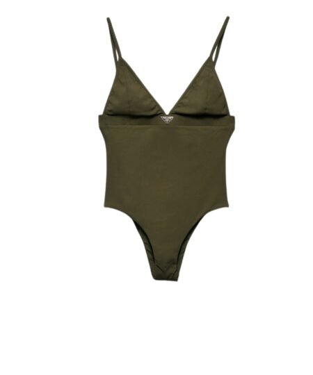 Prada Jersey Ribbed Knit One-Piece Swimsuit Camouflage Green For Women 70224_1YW2_F0334_S_OOO