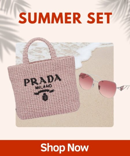 Summer Set Prada: Small Raffia Tote Bag + Sunglasses With Triangle Logo