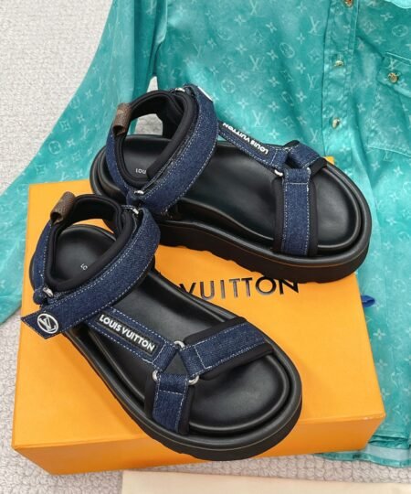 Louis Vuitton Women’s Pool Pillow Flatform Comfort Sandal Blue For Women LV 1AACHL