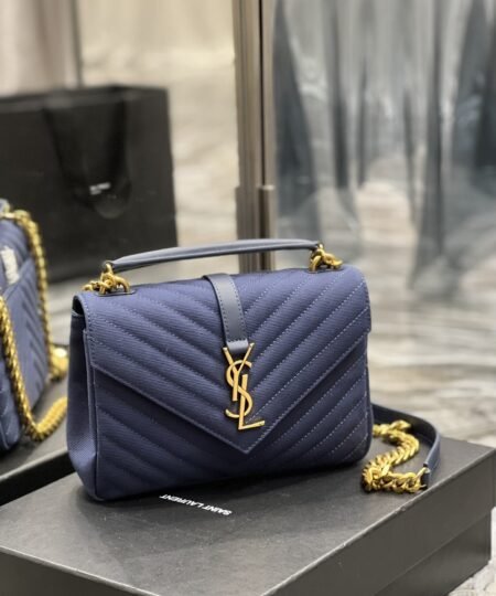 Saint Laurent Envelope Medium Bag Marine In Mix Matelassé Grain De Poudre Embossed Material For Women 9.4in/24cm YSL 600185BOW914147