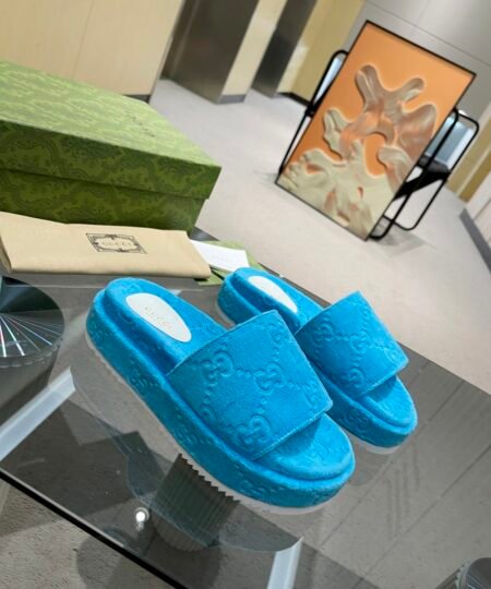 Gucci Women’s GG Platform Sandal Blue For Women GG