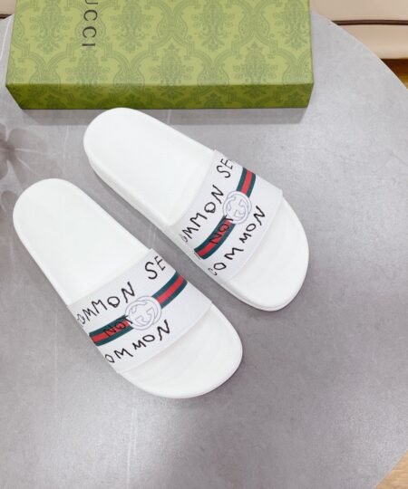 Gucci Women’s GG Slide Sandal With Web Common White For Women 407345