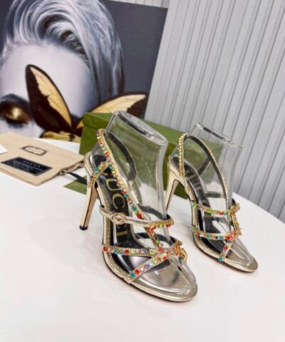 Gucci Women’s Sandal With Chains Gold For Women GG