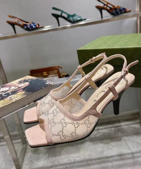 Gucci Women’s GG Slingback Mid-Heel Pump Beige For Women GG