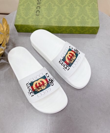 Gucci Women’s Slide Sandal With GG Web White For Women 407345