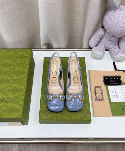 Gucci Women’s Mid-Heel Slingback With Horsebit Jade Green For Women GG