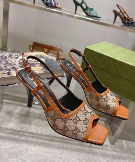 Gucci Women’s GG Slingback Mid-Heel Pump Orange For Women GG