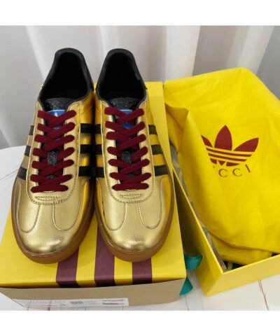 Gucci x Adidas Women’s Gazelle Sneaker Metallic Gold For Women 707847 AAA2M 8043