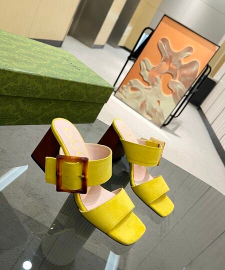 Gucci Women’s Sandal With Bamboo Buckle Yellow For Women GG