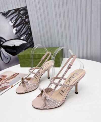 Gucci Women’s Sandal With Crystals Pink For Women GG 674785 CQXH0 5864