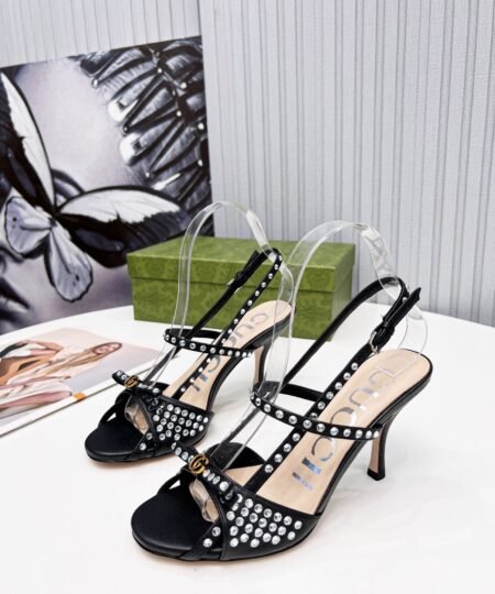 Gucci Women’s Sandal With Crystals Black For Women GG