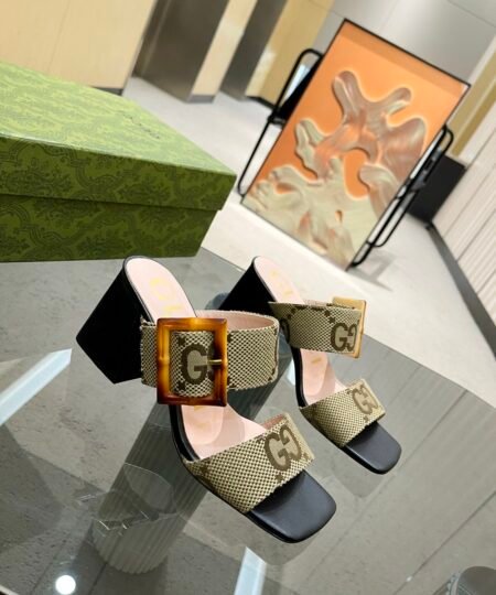 Gucci Women’s Sandal With Bamboo Buckle Beige For Women GG‎