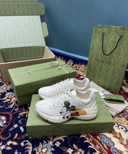 Gucci x Disney Women’s Rhyton Sneaker With Mickey Mouse White Ivory For Women 602049 DRW00 9522