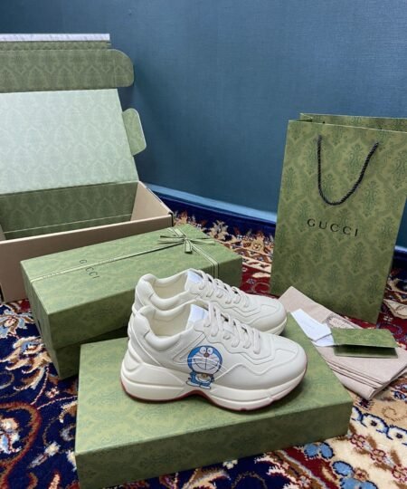 Doraemon x Gucci Women’s Rhyton Sneaker White Ivory For Women 655025 DRW00 9522