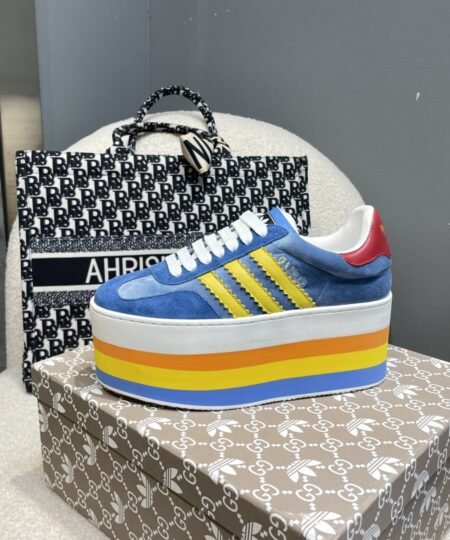 Gucci x Adidas Women’s GG Gazelle Sneaker Blue For Women GG