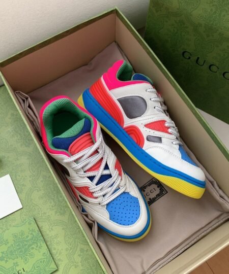 Gucci Women’s Basket Sneaker White Pink And Blue For Women 661311 2SH80 9063