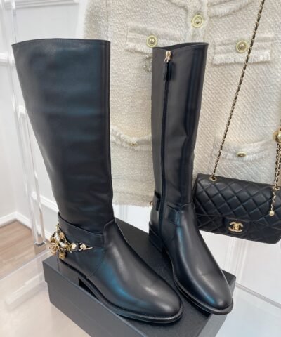 Chanel Women’s High Boots With Decor Black For Women 1.5in/ 4cm