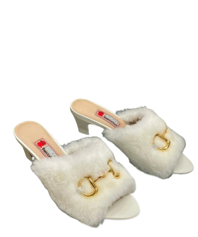 Gucci Horsebit Slide Sandal With Fur White For Women