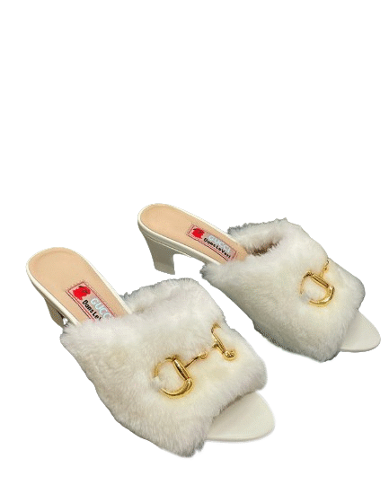 Gucci Horsebit Slide Sandal With Fur White For Women